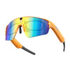 Gafas de ciclismo inteligentes L805 con IA, cámara estabilizada de 8 MP (montura naranja y lente dorada)
