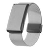Correa de reloj Amazfit Helio con cierre magnético, elástica, de nailon tejido y marco metálico (gris claro).