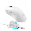 Ratón inalámbrico para juegos SOLA SM822 Tri-Mode de 24000 DPI y 1000 Hz con base de carga RGB (blanco)