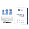 Kit de 3 pares de almohadillas de silicona de repuesto para auriculares JBL Tune Beam XDcase, tamaños S/M/L, cepillo de limpieza de color aleatorio (azul transparente).