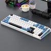 Teclado mecánico SHIPADOO JK980 con interruptores azules, iluminación RGB, 98 teclas y tres modos (azul glaciar).