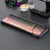 Teclado mecánico SHIPADOO JK980 con interruptores azules, iluminación RGB, 98 teclas y tres modos (negro y rosa).