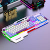 Teclado para juegos SHIPADOO GK50 con cubierta metálica RGB tricolor, suspendido y con cable (morado glaciar)