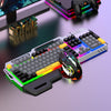 Teclado para juegos SHIPADOO GK50 con cable, cubierta metálica RGB tricolor y ratón (gris moderno)