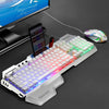 Conjunto de teclado para juegos con cable iluminado SHIPADOO GT700 y ratón 4D de 2400 DPI (blanco)