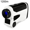 Velocímetro láser HD portátil con telémetro y medidor de distancia, mide distancias hasta 1200 m (blanco).