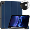 Funda con textura de fibra de carbono, soporte de 3 pliegues y ranura para lápiz para Xiaomi Redmi Pad 2 9.7 (2026) – Azul oscuro