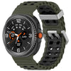 Correa de silicona plateada con hebilla de doble fila y diseño bicolor para Galaxy Watch8 / Watch8 Classic Ocean (verde militar y negro).