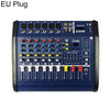 Mezclador Bluetooth profesional multifunción de 6 canales 602D con amplificador, tipo de enchufe: enchufe europeo (negro).