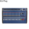 Mezclador Bluetooth profesional multifunción de 12 canales 1202D con amplificador, tipo de enchufe: enchufe europeo (negro).