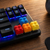 Teclado de 4 teclas con diseño de bloques de construcción 3D creativos y vástago cruzado (rojo + azul + amarillo + naranja)