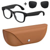 Gafas inteligentes M02X Pro Max con IA, cámara HD de 8 MP, grabación de vídeo, transmisión WiFi, asistente de voz inteligente, tipo: gafas de sol + lentes con filtro de luz azul (estuche de carga marrón).