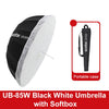 Difusor reflector Godox Photography Studio UB-85W, paraguas blanco y negro con softbox.