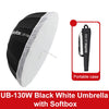 Difusor reflector Godox Photography Studio UB-130W, paraguas blanco y negro con softbox.