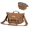 Bolso bandolera de lona CADeN para objetivos de cámaras DSLR, gran capacidad, tamaño: 33 x 29 x 12 cm (café).