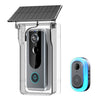 Videoportero inalámbrico bidireccional M20 HD con visión nocturna, alimentación solar y cubierta impermeable (transparente).