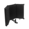 Protector de micrófono plegable de tres paneles M3P con pantalla cortavientos y clip para teléfono (negro)