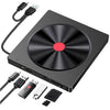 Grabadora de CD 5 en 1 con patrón de CD, unidad óptica externa para portátiles (negra)