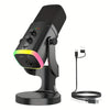 Micrófono RGB para juegos YU8 USB con controlador dinámico, reducción de ruido y controlador dinámico (negro)