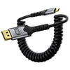 Cable en espiral DOONJIEY USB-C a DisplayPort 2.1 UHD 8K 60Hz para duplicación de audio y vídeo, longitud: 2 m (negro/gris)