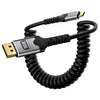 Cable en espiral DOONJIEY USB-C a DisplayPort 2.1 Ultra HD 16K 60Hz para duplicación de audio y vídeo, longitud: 2 m (negro/gris)