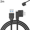 Cable de datos USB 3.0 macho a USB-C / Tipo-C 3.1 en ángulo recto con bloqueo de tornillo, longitud: 2 m (negro).