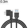 Cable de datos USB 3.0 macho a USB-C / Tipo-C 3.1 en ángulo izquierdo con bloqueo de tornillo, longitud: 0,3 m (negro).