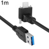 Cable de datos USB 3.0 macho a USB-C / Tipo-C 3.1 en ángulo ascendente con bloqueo de tornillo, longitud: 1 m (negro)