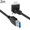 Cable de datos USB 3.0 macho a USB-C / Tipo-C 3.1 en ángulo ascendente con bloqueo de tornillo, longitud: 2 m (negro)