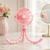 Mini ventilador portátil y silencioso con forma de pulpo, con función de transformación, USB (rosa)