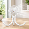 Mini ventilador portátil y silencioso con forma de pulpo, con función de transformación, USB (blanco)