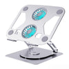 Soporte ajustable de acero para portátil HZ48 con doble ventilador (plateado)