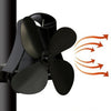YL-105 Ventilador de estufa de chimenea de aluminio de 4 aspas accionado por calor (negro)