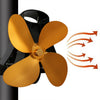 YL-105 Ventilador de estufa de chimenea de aluminio de 4 aspas accionado por calor (dorado)