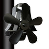 YL-106 Ventilador de estufa para chimenea de aluminio de alta temperatura y 5 aspas (negro)