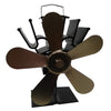 YL602 Ventilador de estufa de chimenea de metal de alta temperatura de 5 cuchillas (bronce)
