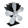 YL602 Ventilador de estufa de chimenea de metal de alta temperatura de 5 hojas (plateado)