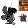 Ventilador de estufa de chimenea de aluminio de 4 aspas accionado por calor (negro)