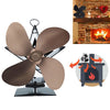 Ventilador de estufa de chimenea de aluminio de 4 aspas accionado por calor (bronce)
