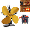 Ventilador de estufa de chimenea de aluminio de 4 aspas accionado por calor (dorado)
