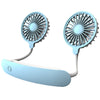 F6 Mini ventilador de cuello colgante para exteriores con carga USB, ventilador pequeño perezoso (azul)