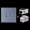 Cat.6 Módulo de red de paso blindado, panel de puertos dual + pasador blindado + Toma de teléfono (gris)