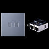Cat.6 Módulo de red de paso blindado, panel de puertos dual + pasadores blindados (gris)