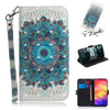 Estuche de cuero abatible horizontal con dibujo en 3D con soporte, ranuras para tarjetas y billetera para Galaxy S10 (corona de pavo real)