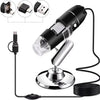 1000X Magnifier HD 0.3MP Sensor de imagen 3 en 1 Microscopio digital USB con 8 LED y soporte profesional (Negro)