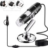 1000X Magnifier HD 0.3MP Sensor de imagen 3 en 1 Microscopio digital USB con 8 LED y soporte profesional (Gris)