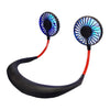 Mini ventilador creativo para colgar en el cuello, ventilador LED para exteriores (negro)
