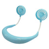Mini ventilador creativo para colgar en el cuello, ventilador LED para exteriores (azul)
