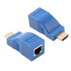 Adaptador extensor HDMI a RJ45 (receptor y transmisor) por cable Cat-5e / 6, distancia de transmisión: 30 m (azul)