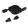 1m HDMI macho a HDMI macho Cable adaptador de conector de audio y video retráctil con adaptadores Mini HDMI y Micro HDMI para monitor HDTV y proyector y PC y cámaras y tabletas y teléfonos inteligentes